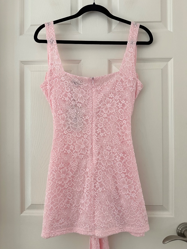 Mars The Label Front Tie Lace Mini Dress Pink Women’s Size Large Us 12 — image 7 of 8